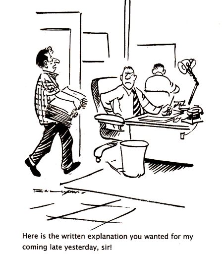 Late For Work funny cartoons from Teluguone.com directory - the world's largest on-line collection of cartoons and comics.